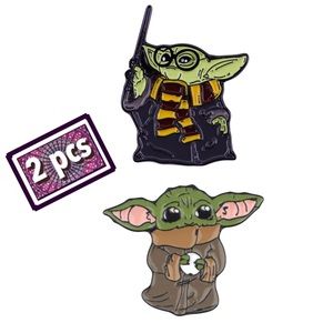 Set of 2 Yoda Enamel Pins Star Wars Movie Fan Mandalorian TV Aliens Matching Set